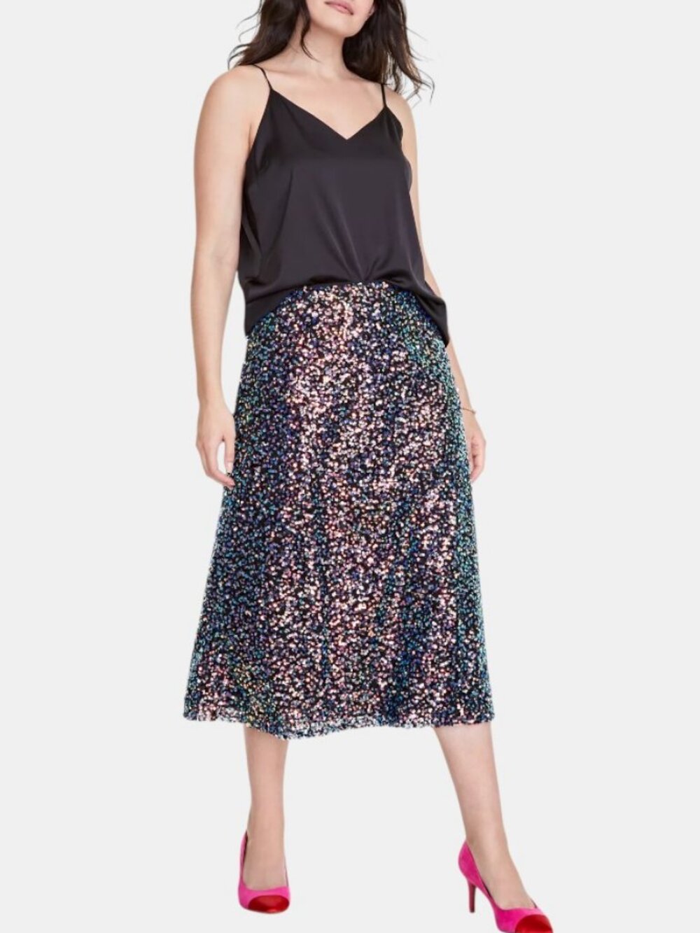 NWT ON 34TH WOMEN'S MULTI SEQUIN MIDI SKIRT SIZE 6